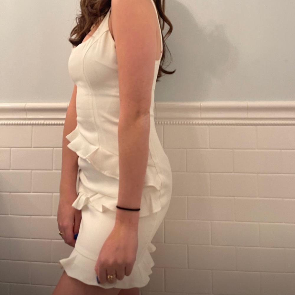 white ruffle dress saints and secrets by selfie leslie